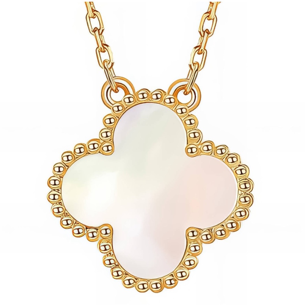 18k plated Mother of Pearl Clover Necklace